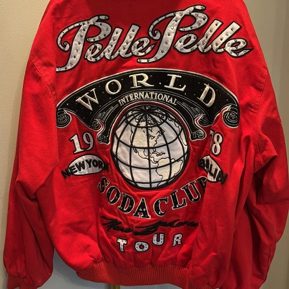 Pelle Pelle a club Red Jacket with Embroidered Design EUC 4XL